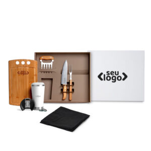 Presente fim de ano empresa: kit churrasco com copo térmico