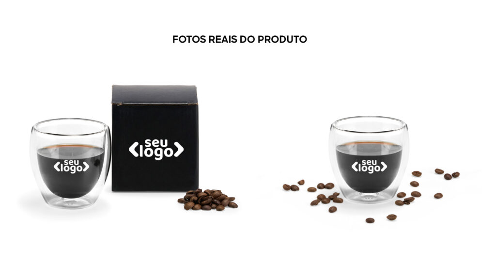 Kit de brindes para executivos com copinhos de vidro borossilicato - So Marcas Brindes Corporativos Personalizados